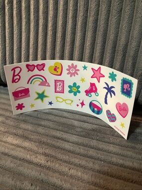 💟 6/$15 Barbie Sticker Set — Pink, Teal & Yellow Icons